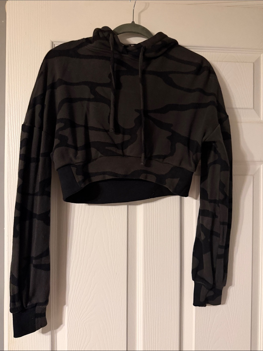 Twenty Grey & Black Cropped Hoodie